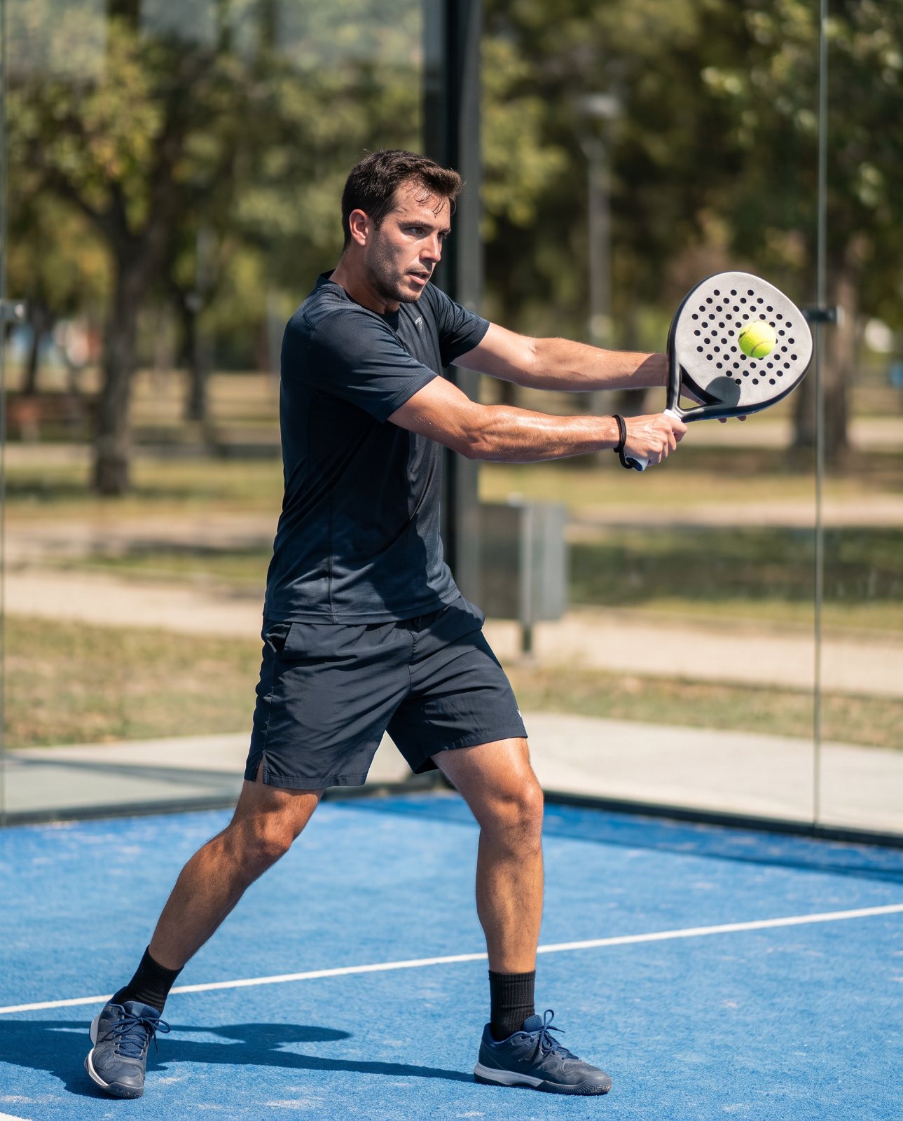 Joueur de padel exécutant une bandeja