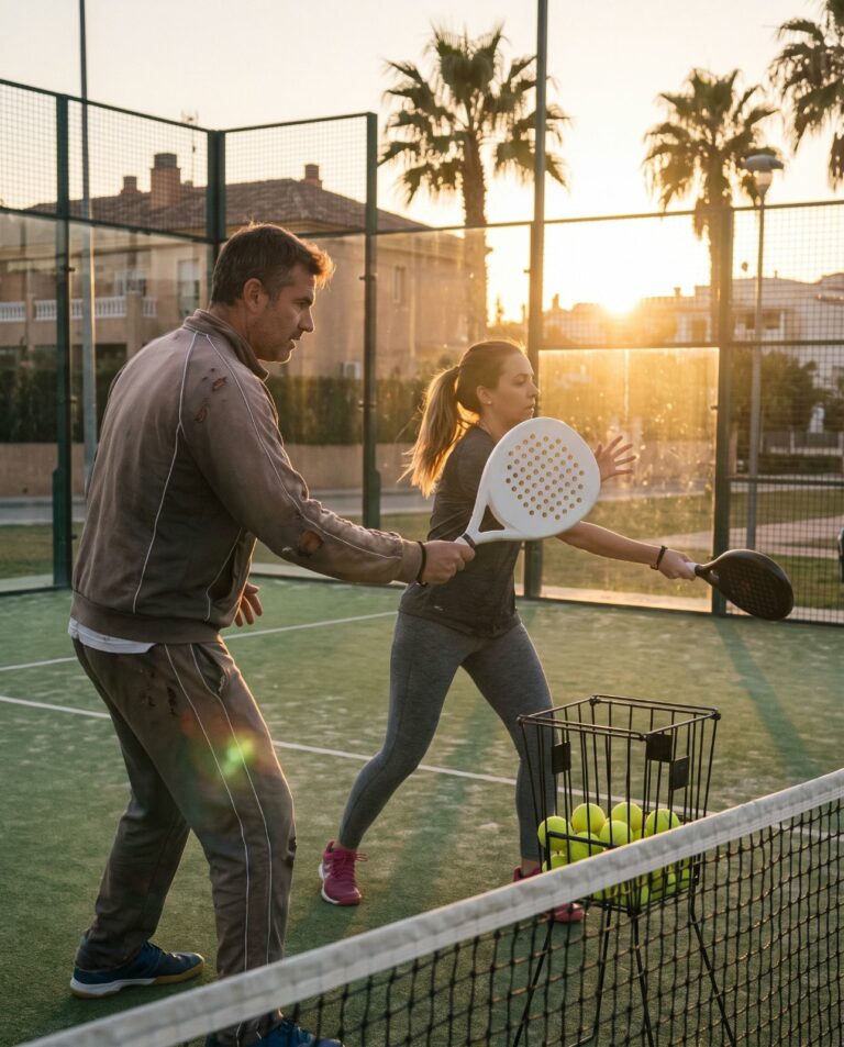 Entraînement de padel avec un coach au filet
