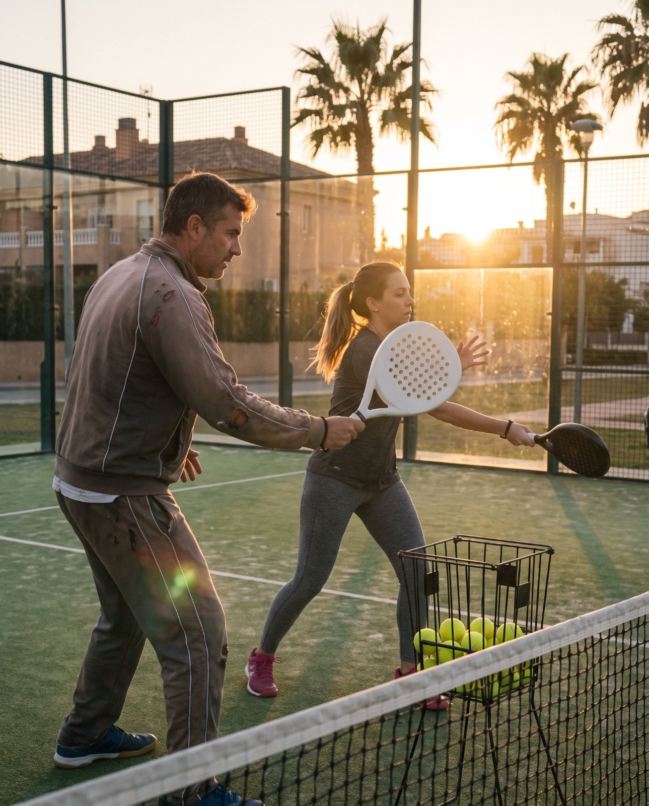 Entraînement de padel avec un coach au filet