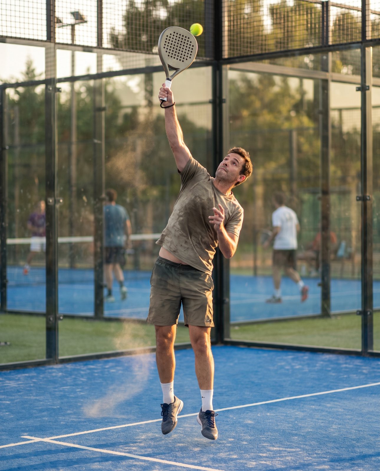 Joueur de padel en extension pour un smash