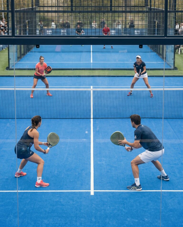 Placement des quatre joueurs sur un terrain de padel en double